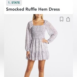 Smocked Ruffle Hem Dress. 1State Large purple white! So pretty! Worn once